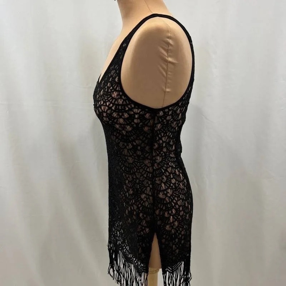 Agent Provocateur Black Fringe Lace Cover Up Dress Large - Picture 8 of 8